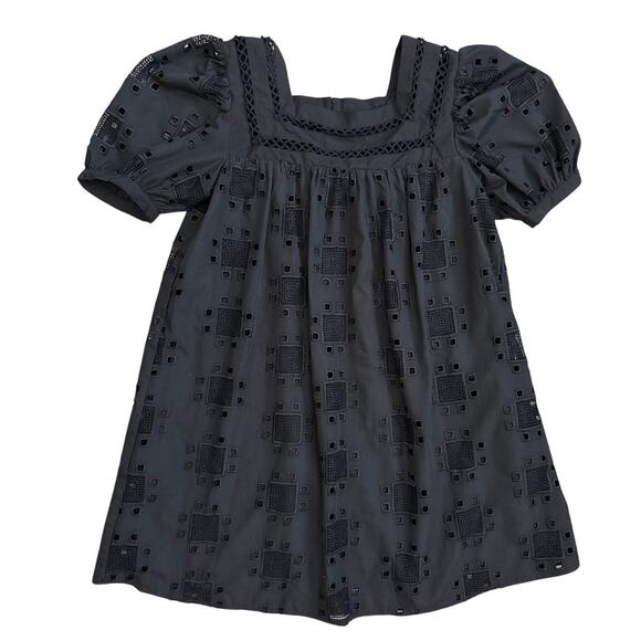 English Factory Embroidered Cotton Eyelet Shift Dress In Black Size‎ XS - Picture 5 of 12